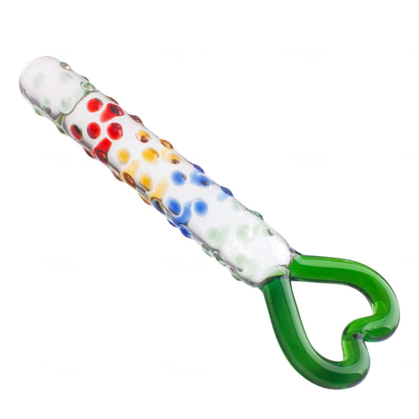 Rainbow Ribbed Textured Glass Dildo