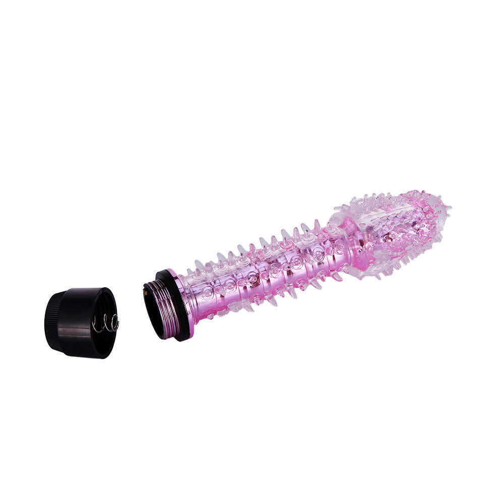 Ribbed Textured Silicone Dildo Vibrator with Vibration Modes - Battery