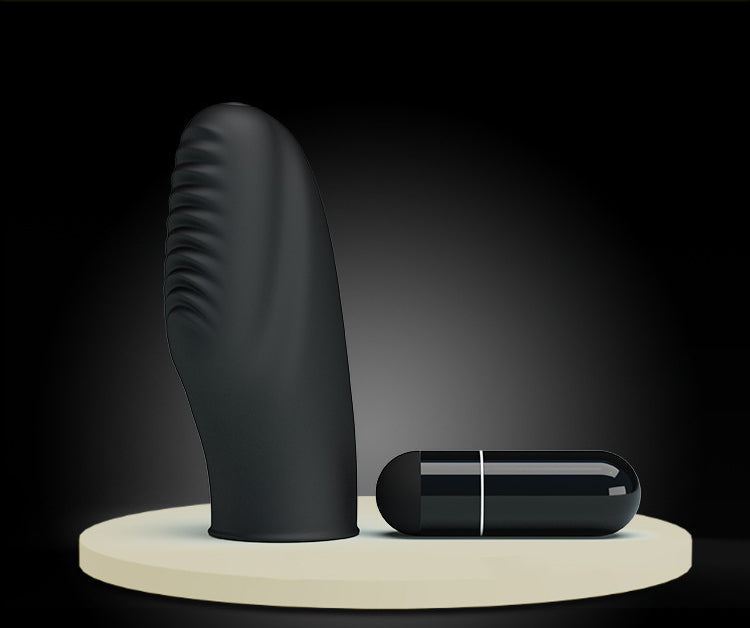 Couples Black Silicone Finger Vibrator