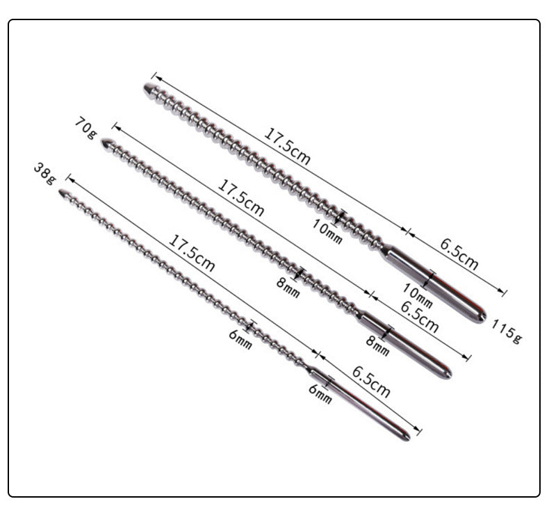 Double Ended Stainless Steel Ribbed Urethral Dilator
