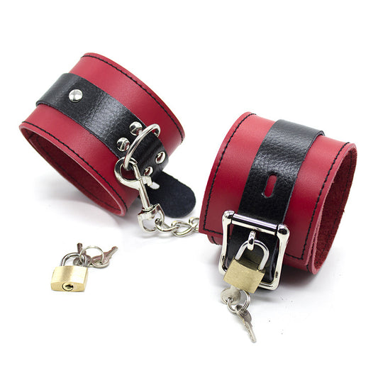 Obey Black and Red Faux Leather Wrist and Ankle Cuffs (2 Set)