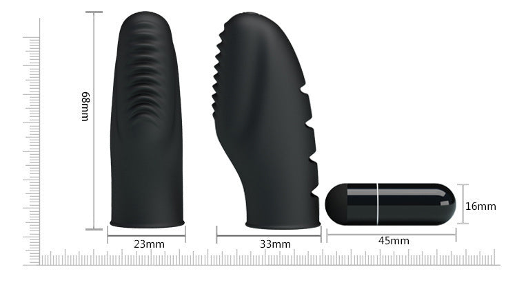 Couples Black Silicone Finger Vibrator