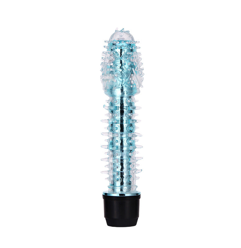Ribbed Textured Silicone Dildo Vibrator with Vibration Modes - Battery
