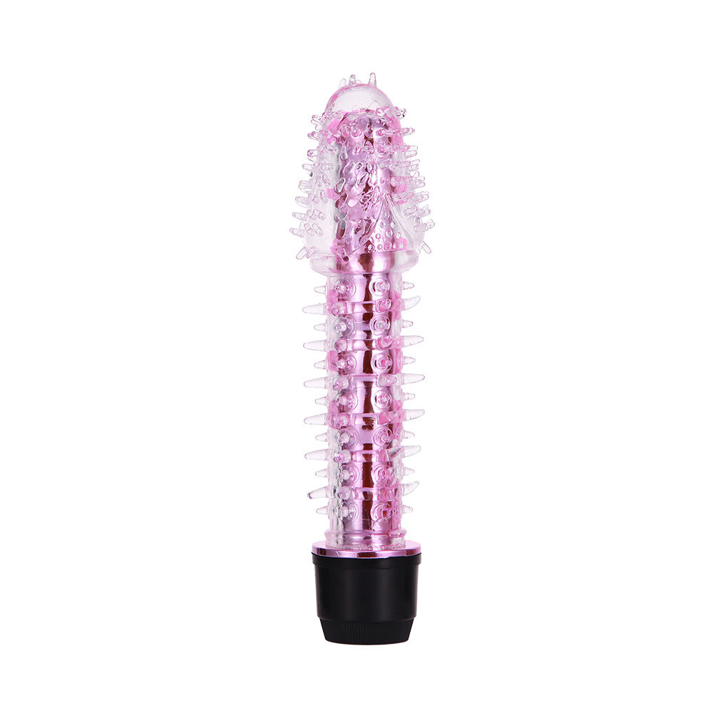 Ribbed Textured Silicone Dildo Vibrator with Vibration Modes - Battery