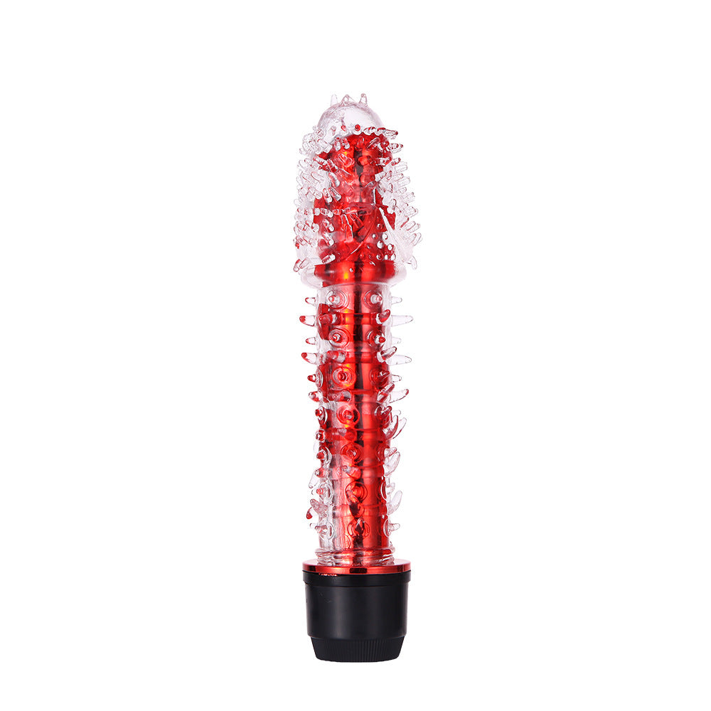 Ribbed Textured Silicone Dildo Vibrator with Vibration Modes - Battery