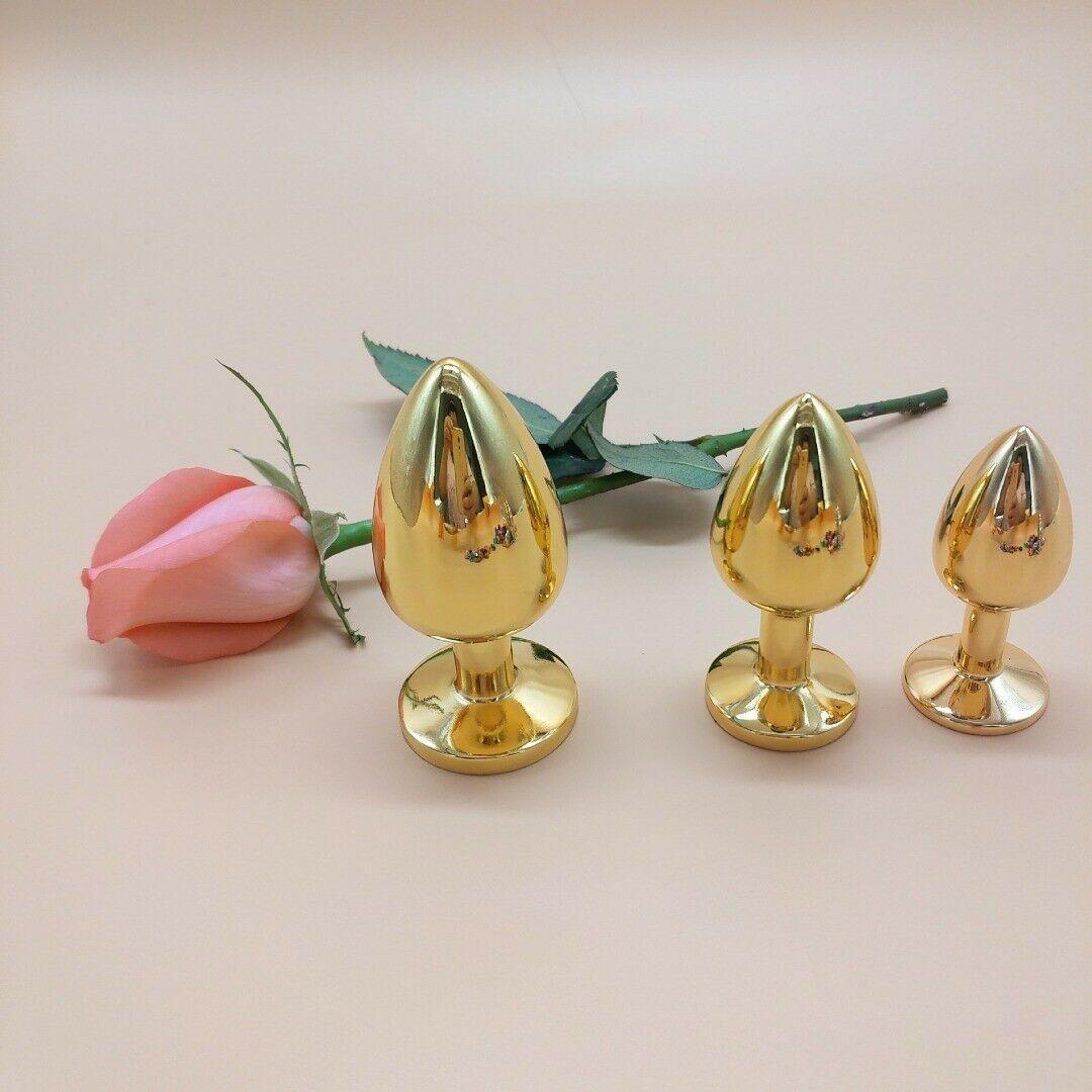 Jewelled Gold Metal Small Butt Plug Set (3 Piece)