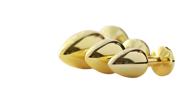 Jewelled Gold Metal Small Butt Plug Set (3 Piece)