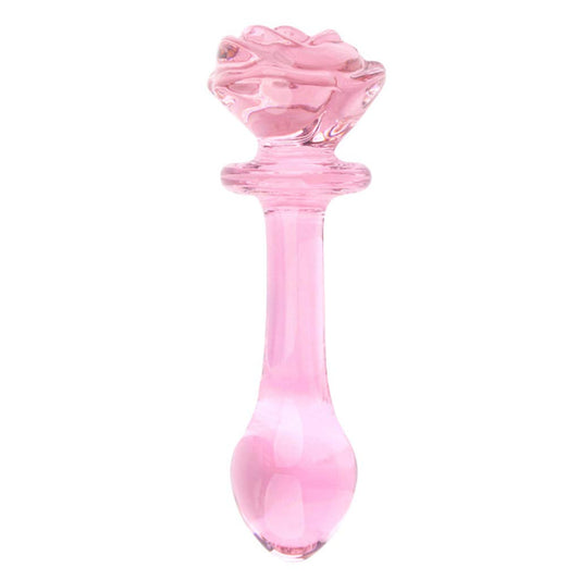 Glacier Glass Pink Rose Dildo