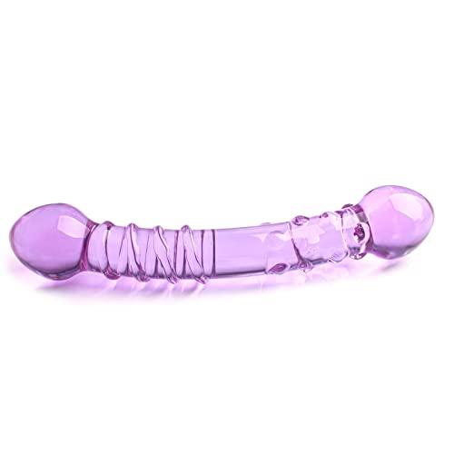 Textured Double Ended Couples Glass Dildo - Pretty In Pink
