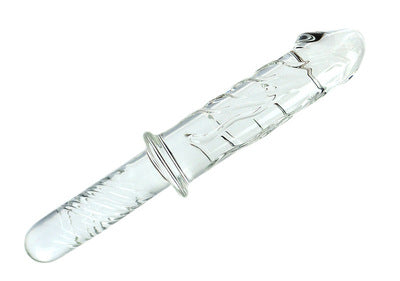 Realistic Glass Dildo with Veined Detailing & Double Ended Dong Design