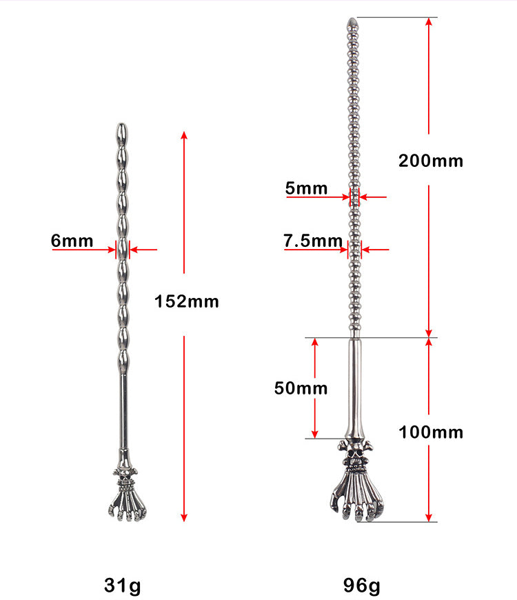Stainless Steel Sculls Hand Ribbed Urethral Sound