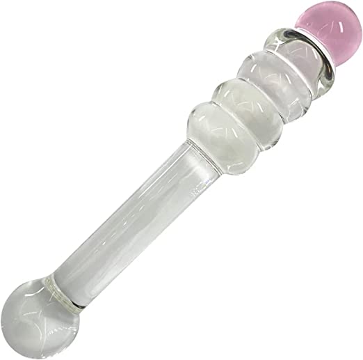 Clear Beaded Glass Anal & Vaginal Dildo Suitable for Temperature Play