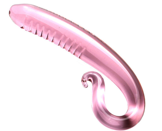 Glacier Glass Pink Curved Tentacle Dildo