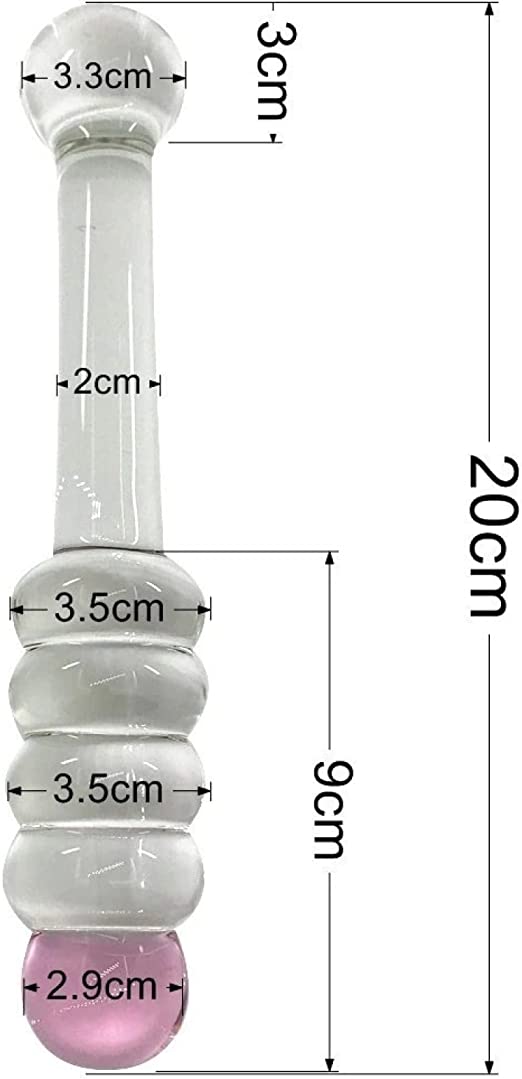 Clear Beaded Glass Anal & Vaginal Dildo Suitable for Temperature Play