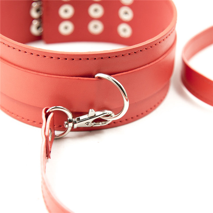 Feisty Red Faux Leather Collar and Loop Lead
