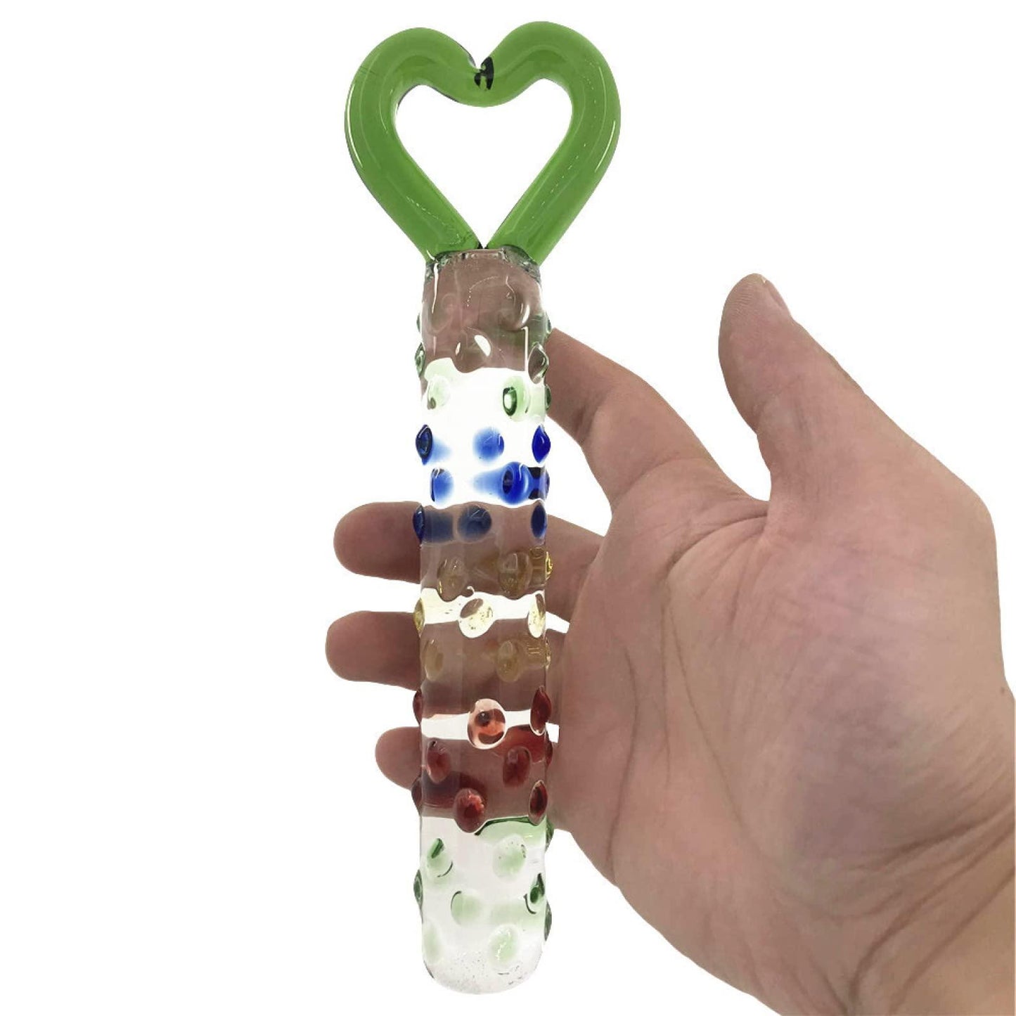 Rainbow Ribbed Textured Glass Dildo