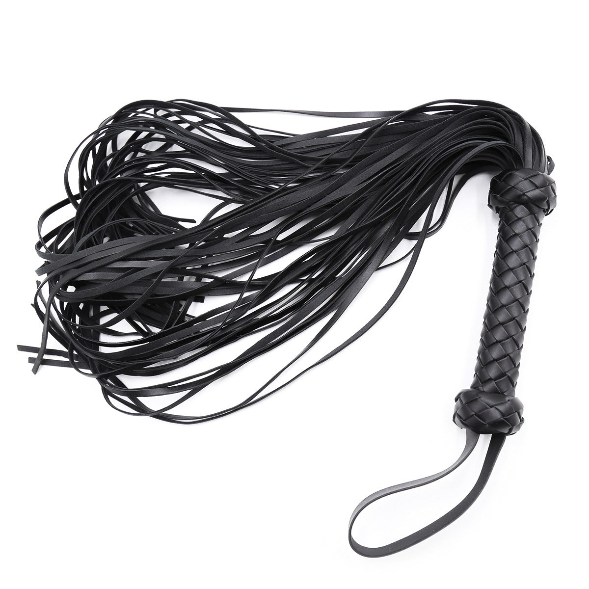 Black Bondage Faux Leather Fronded Flogger
