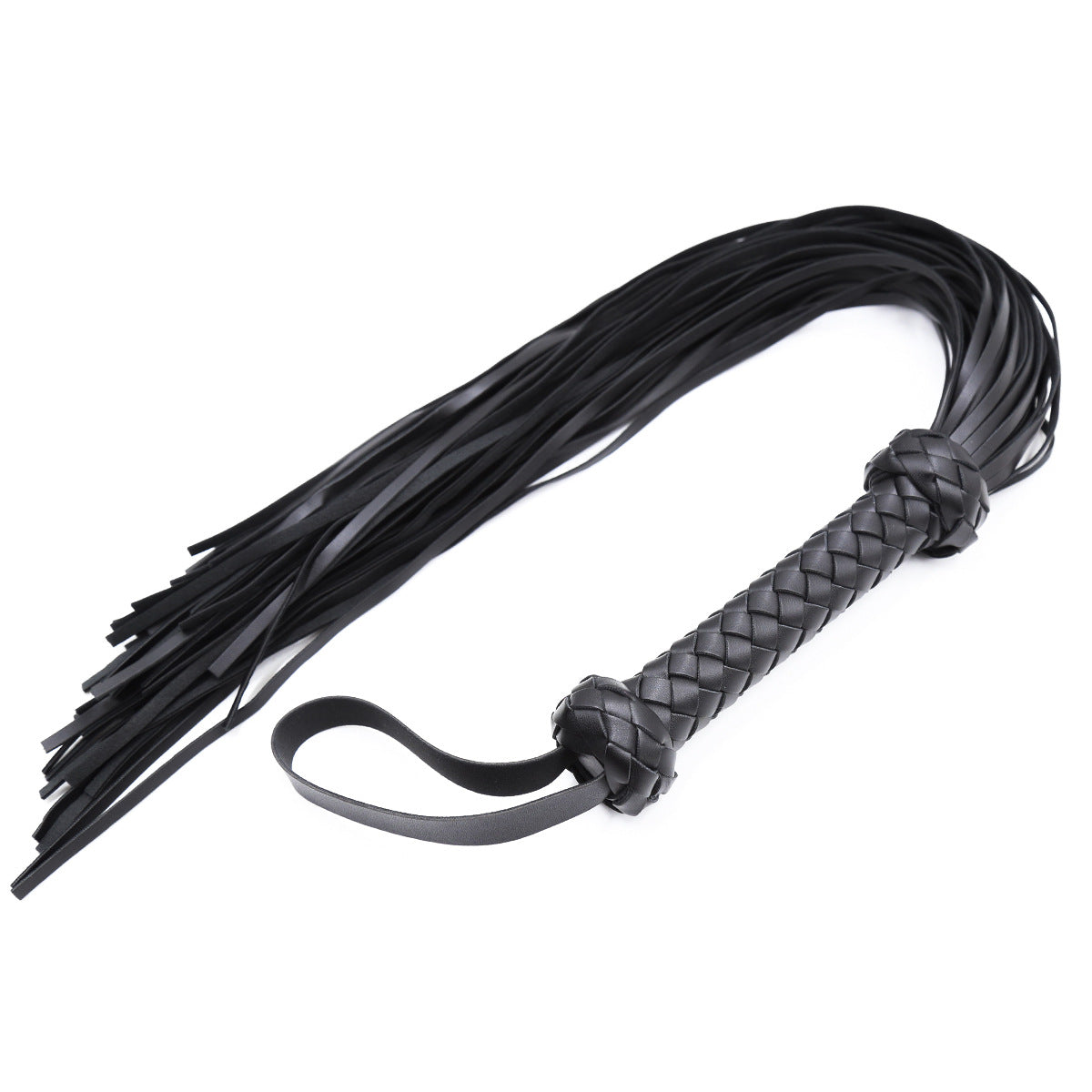 Faux Leather Fronded Flogger Black
