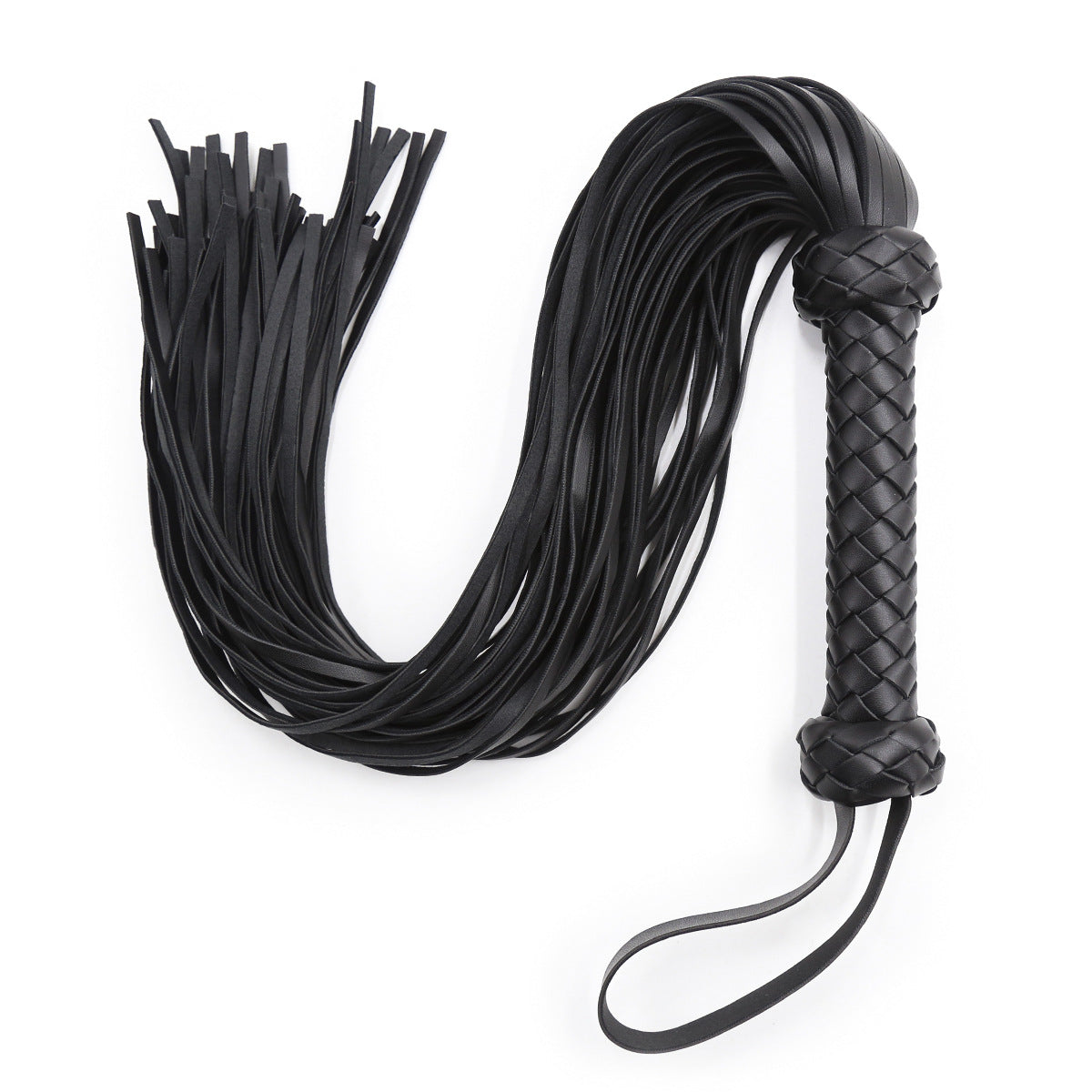 Faux Leather Fronded Flogger Black
