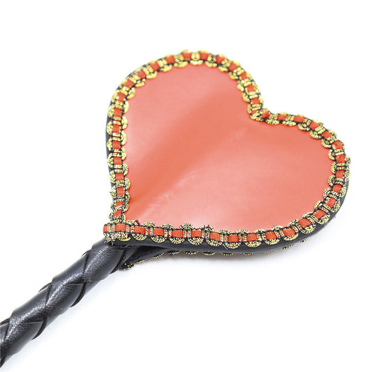 Faux Leather Red Heart Riding Crop