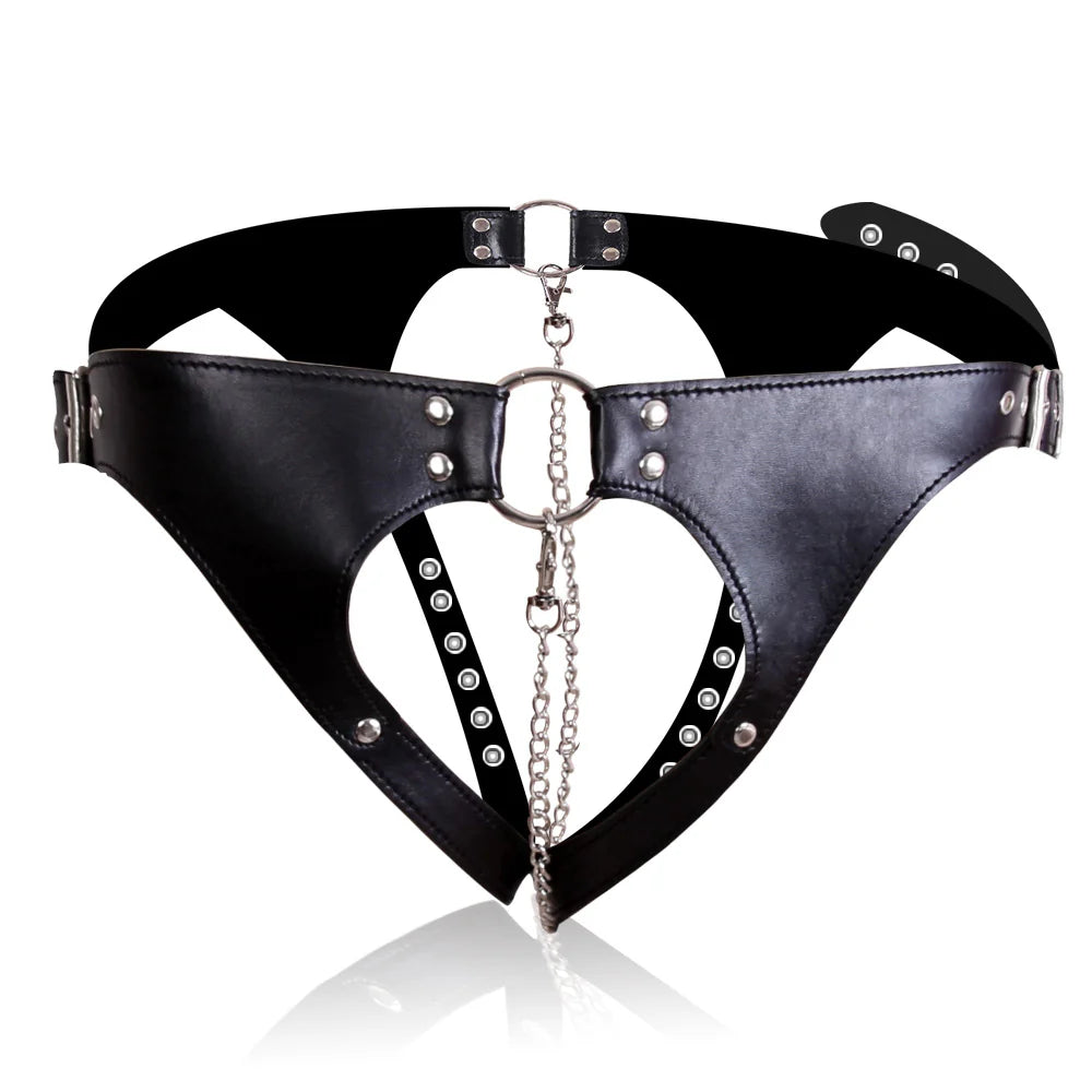 Crotchless Leather Panties
