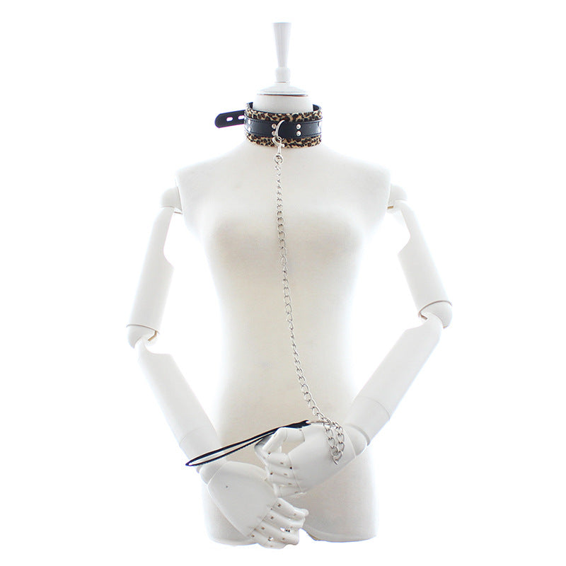 Leopard Print Bondage Collar and Lead