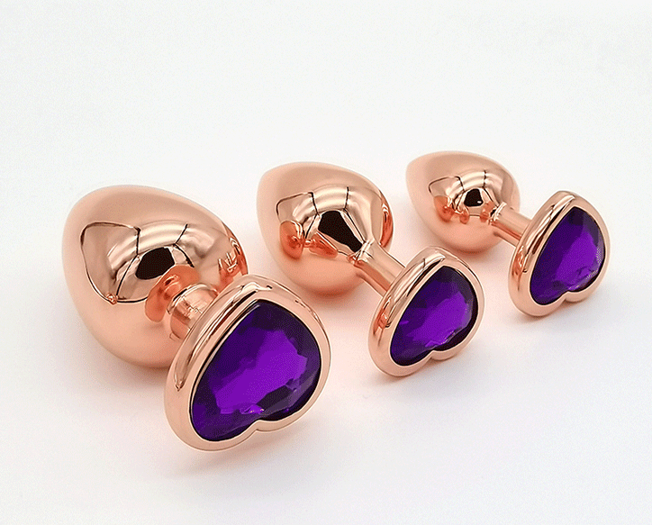 Jewelled Rose Gold Aluminium Butt Plug Set (3 Piece)