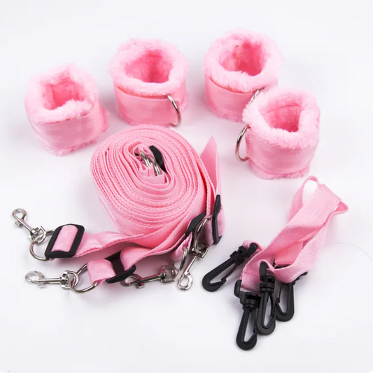 Pink Under Mattress Restraint Kit with Connecting Cuffs