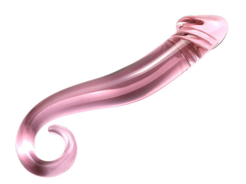 Swirl Ribbed Texture Glass Dildo - Pink Glass Dildo Sex Toy for Women
