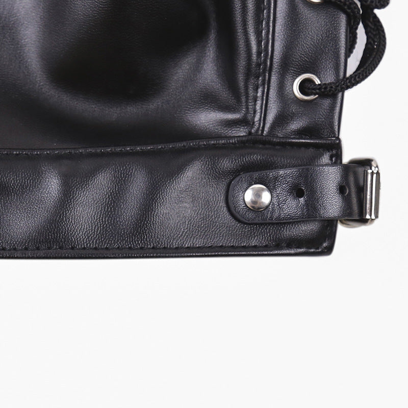 Faux Leather Three Zip Fetish Mask