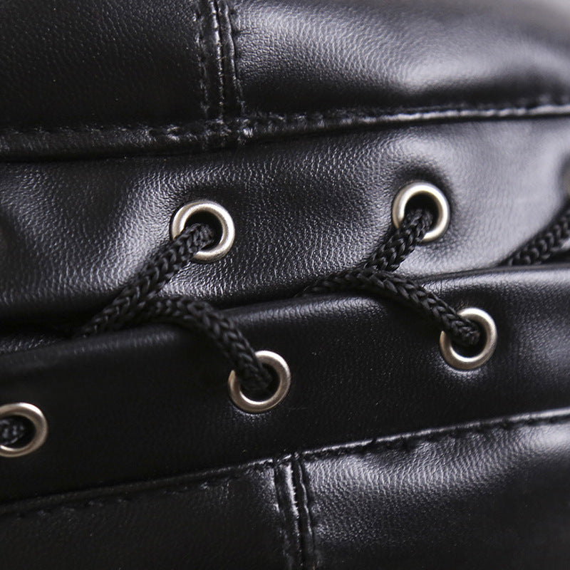 Faux Leather Three Zip Fetish Mask