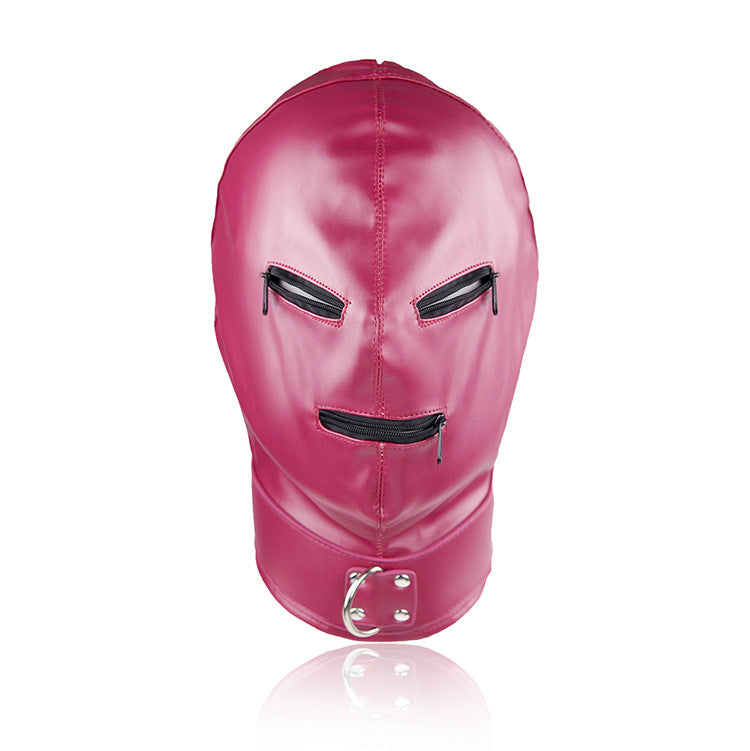 Faux Leather Three Zip Fetish Mask