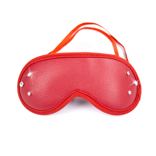 Red Faux Leather Diamante Eye Mask