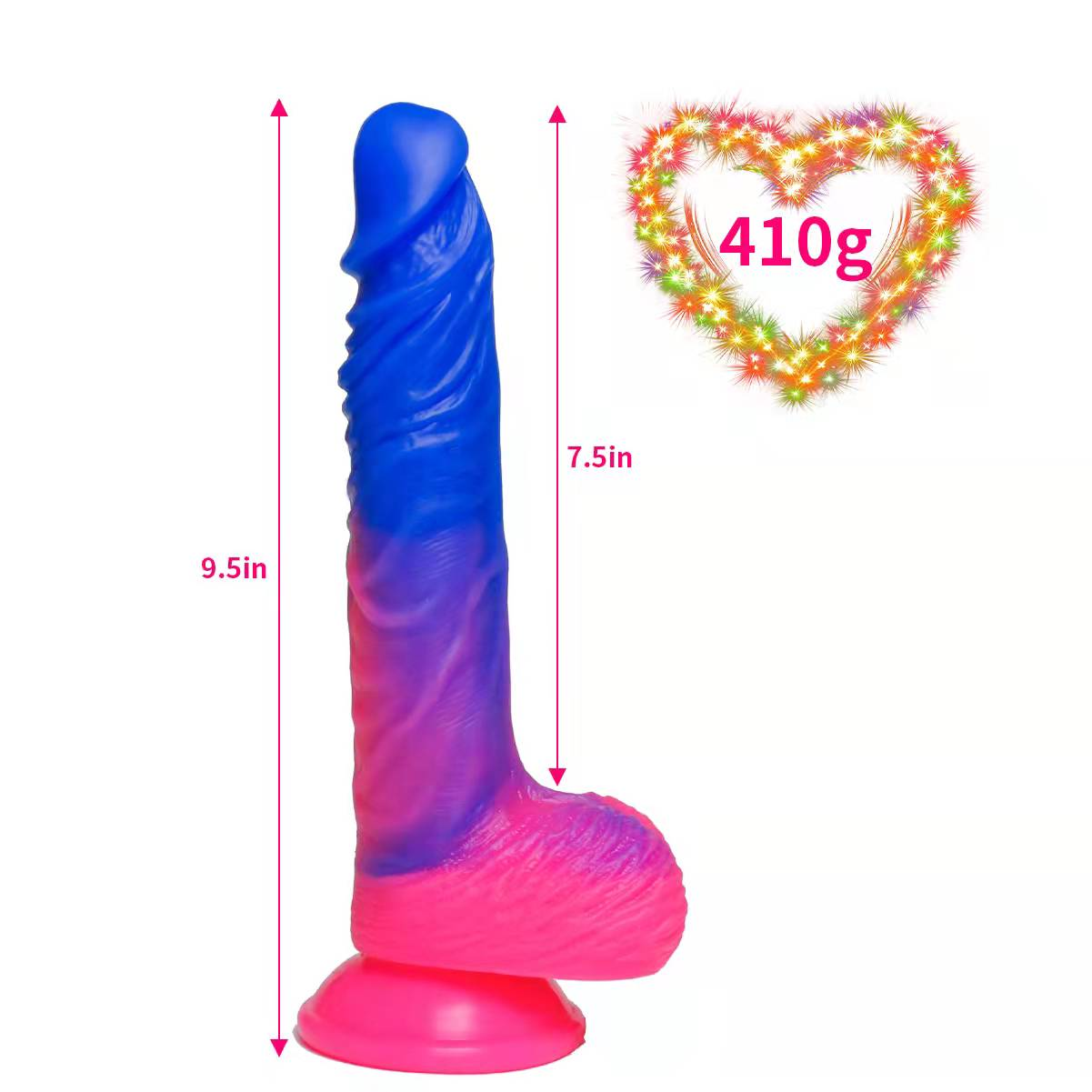 9 Inch Realistic Colourful Suction Cup Moulding Dildo