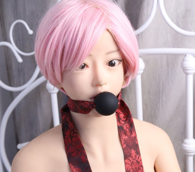Scarlet Brocade Ribbon Ball Gag