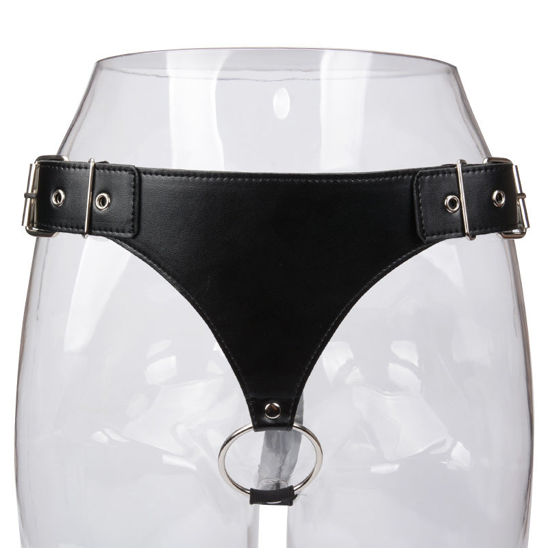 Faux Leather Cock Ring Harness Thong