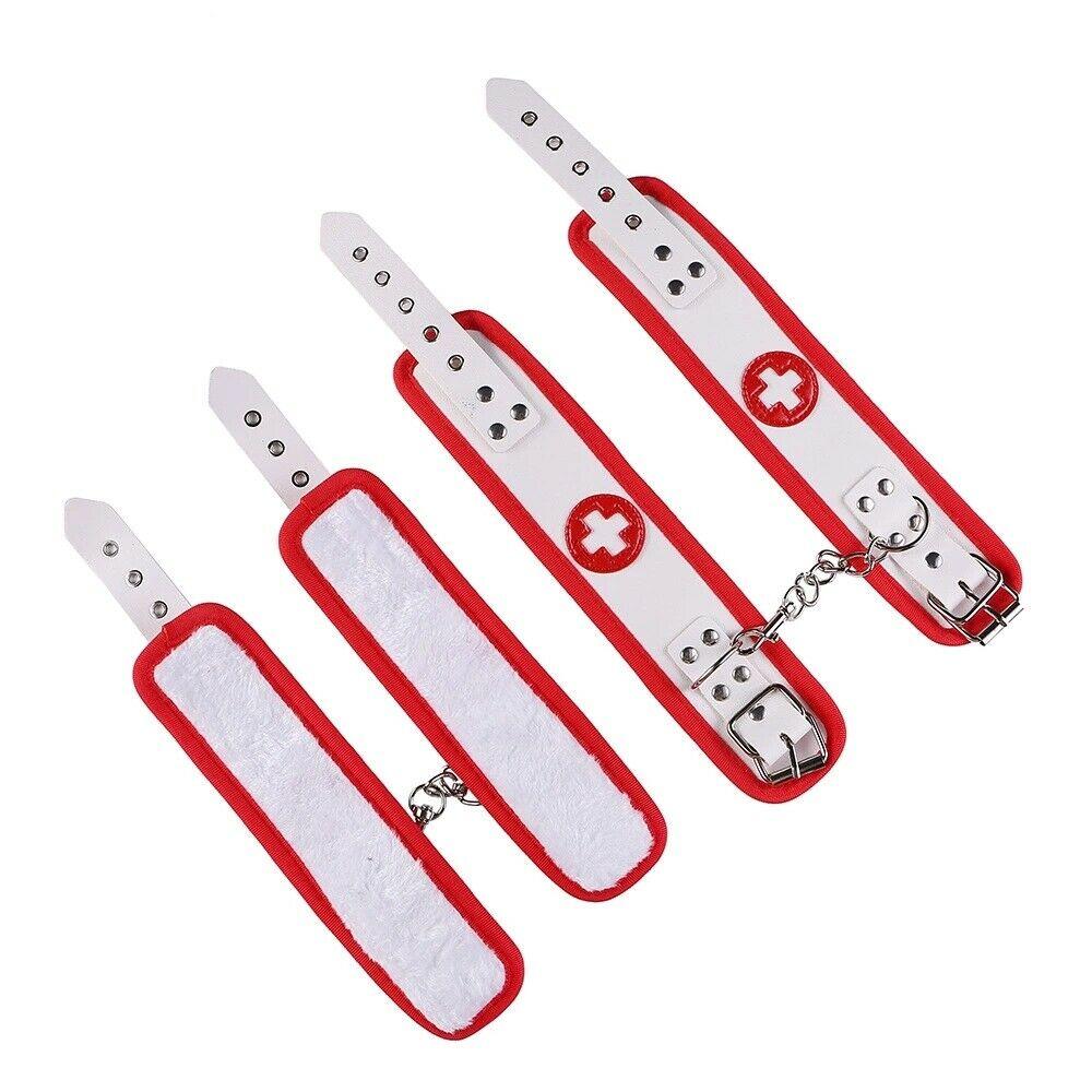 Naughty Nurse Red and White 10 Piece Bondage Kit