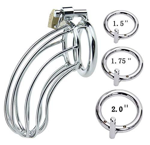 Large Stainless Steel Multi Ring Cock Cage with Lock
