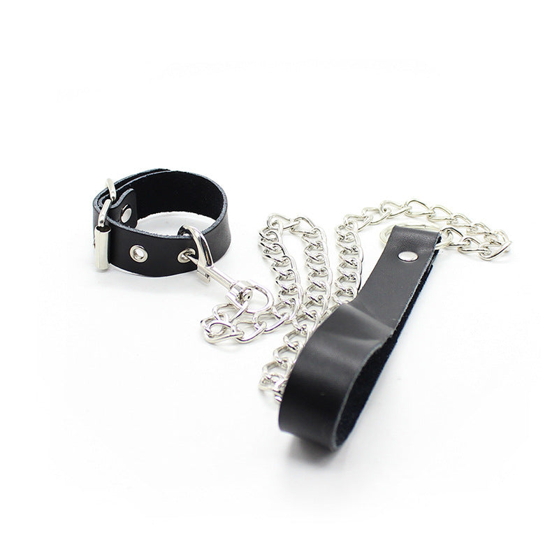 Leather Cock Ring and Chain Lead