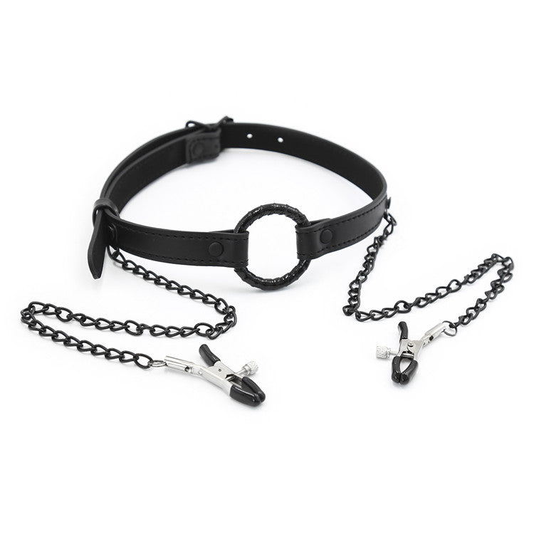 Open Mouth Gag and Nipple Clamp Set