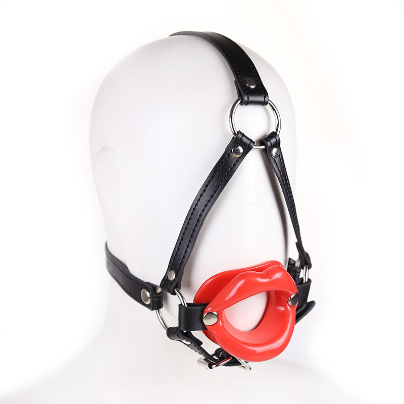 Silicone Open Mouth Lip Gag Head Harness