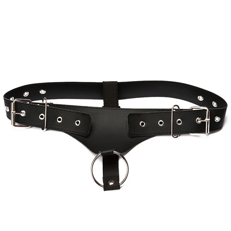 Faux Leather Cock Ring Harness Thong