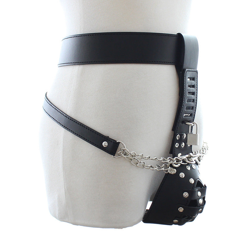 Male Chastity Belt with Lockable Pouch and Ball Rings