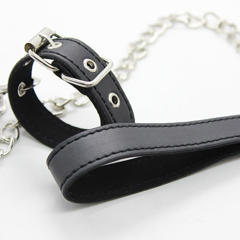 Leather Cock Ring and Chain Lead