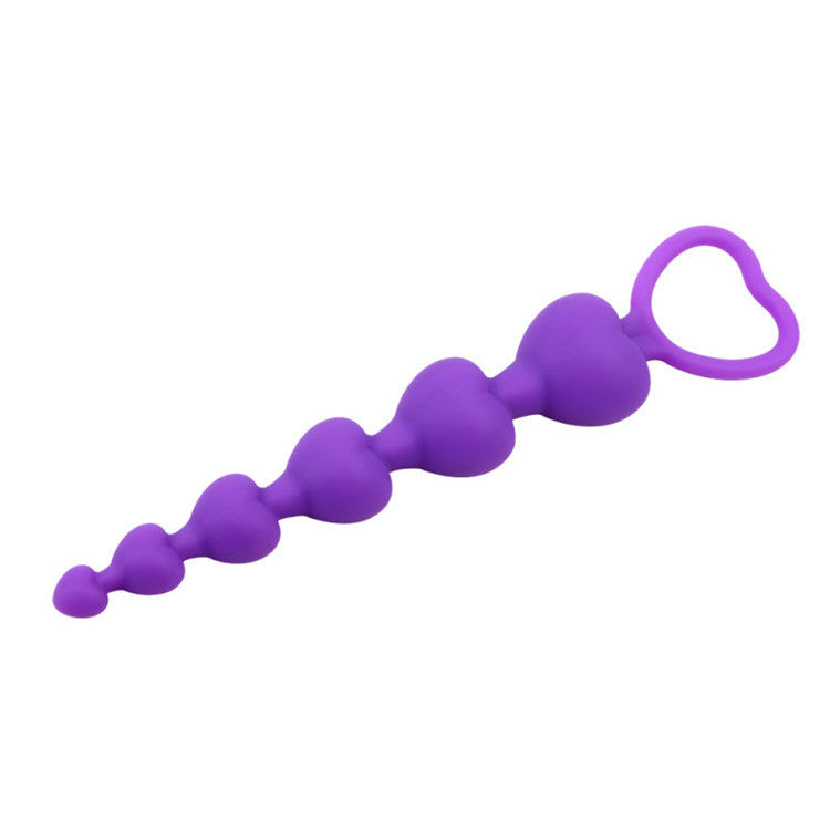 Silicone Anal Beads with Heart Shaped Handle