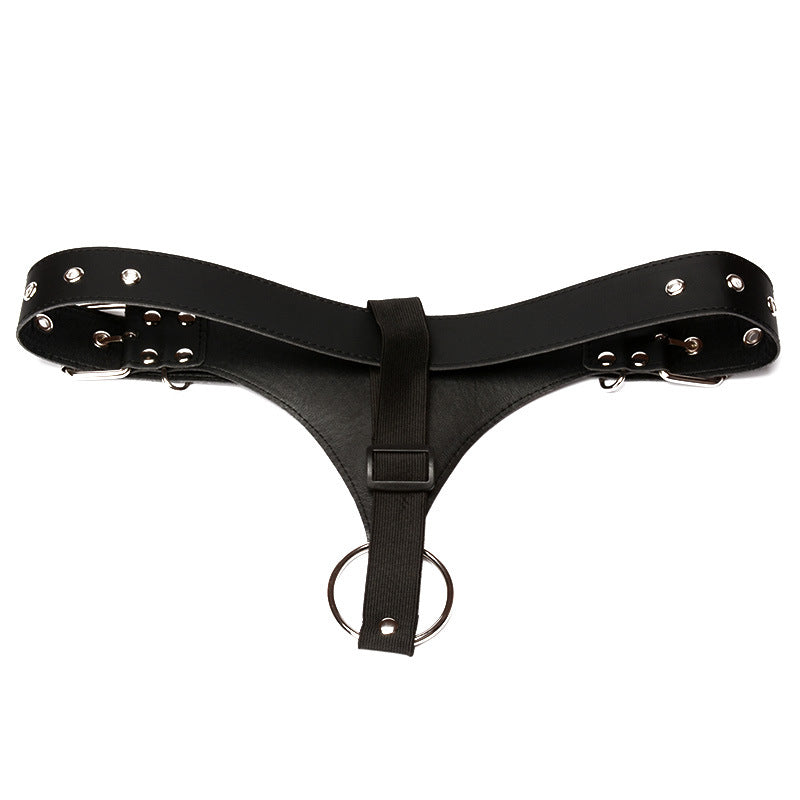 Faux Leather Cock Ring Harness Thong
