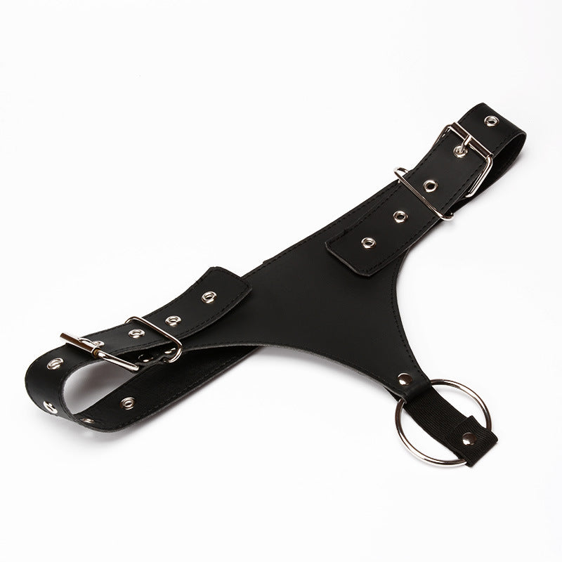 Faux Leather Cock Ring Harness Thong