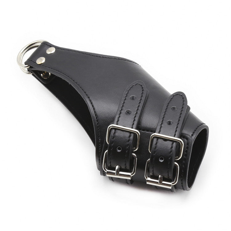 Black Faux Leather Suspended Bondage Handcuffs