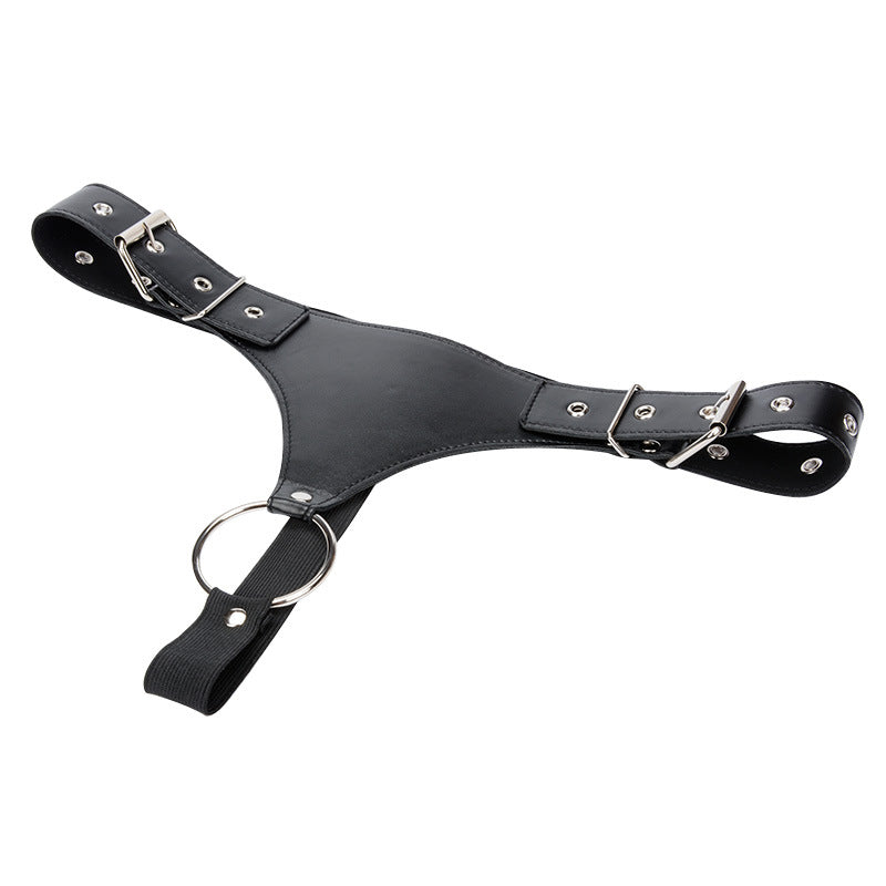 Faux Leather Cock Ring Harness Thong