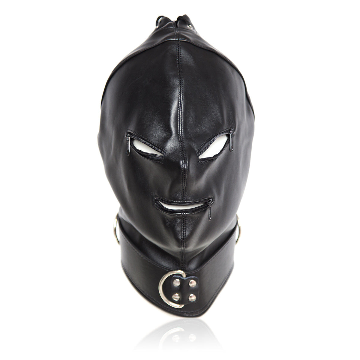Faux Leather Three Zip Fetish Mask